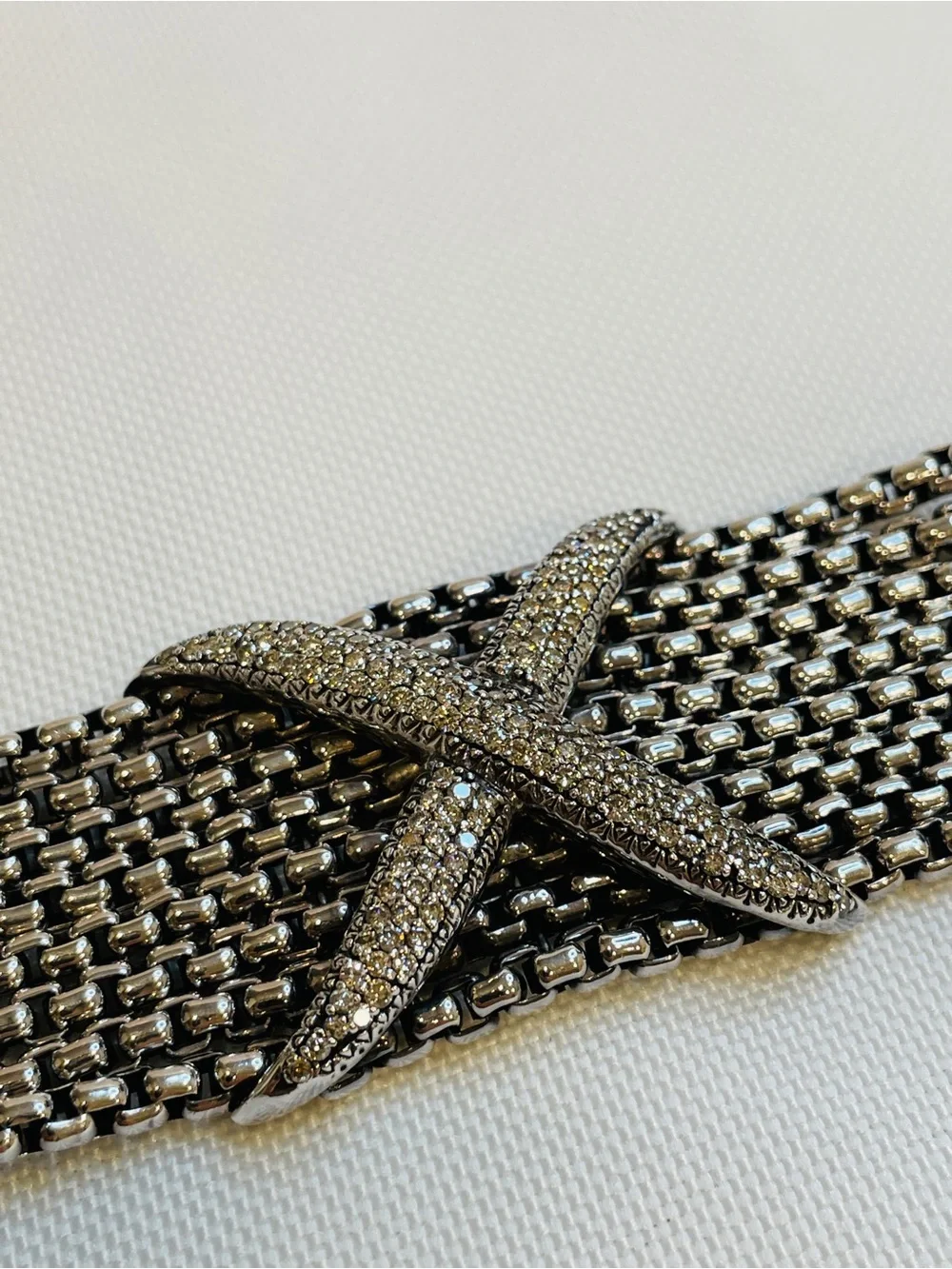 David Yurman Sterling Silver And Diamond Eight Row X Bracelet - Picture 2 of 12